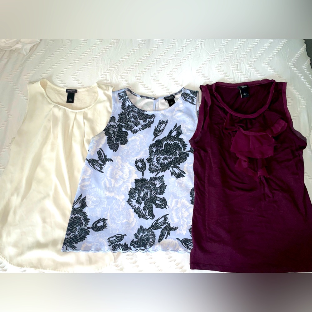 EUC Women’s Ann Taylor Factory Blouse Shirt Bundle Multicolored (3) Size S